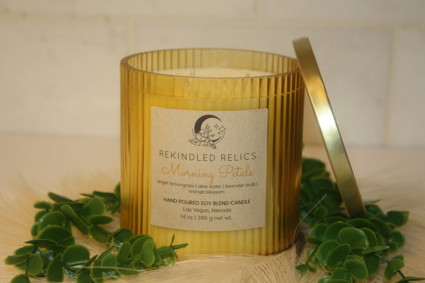 Morning Petals | 20 oz Signature Ribbed Relic | Yellow Glass