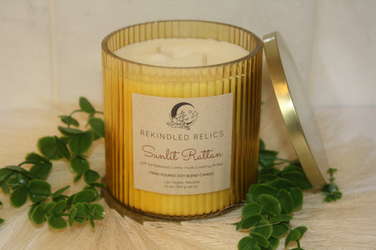 Sunlit Rattan | 20 oz Signature Ribbed Relic | Yellow Glass