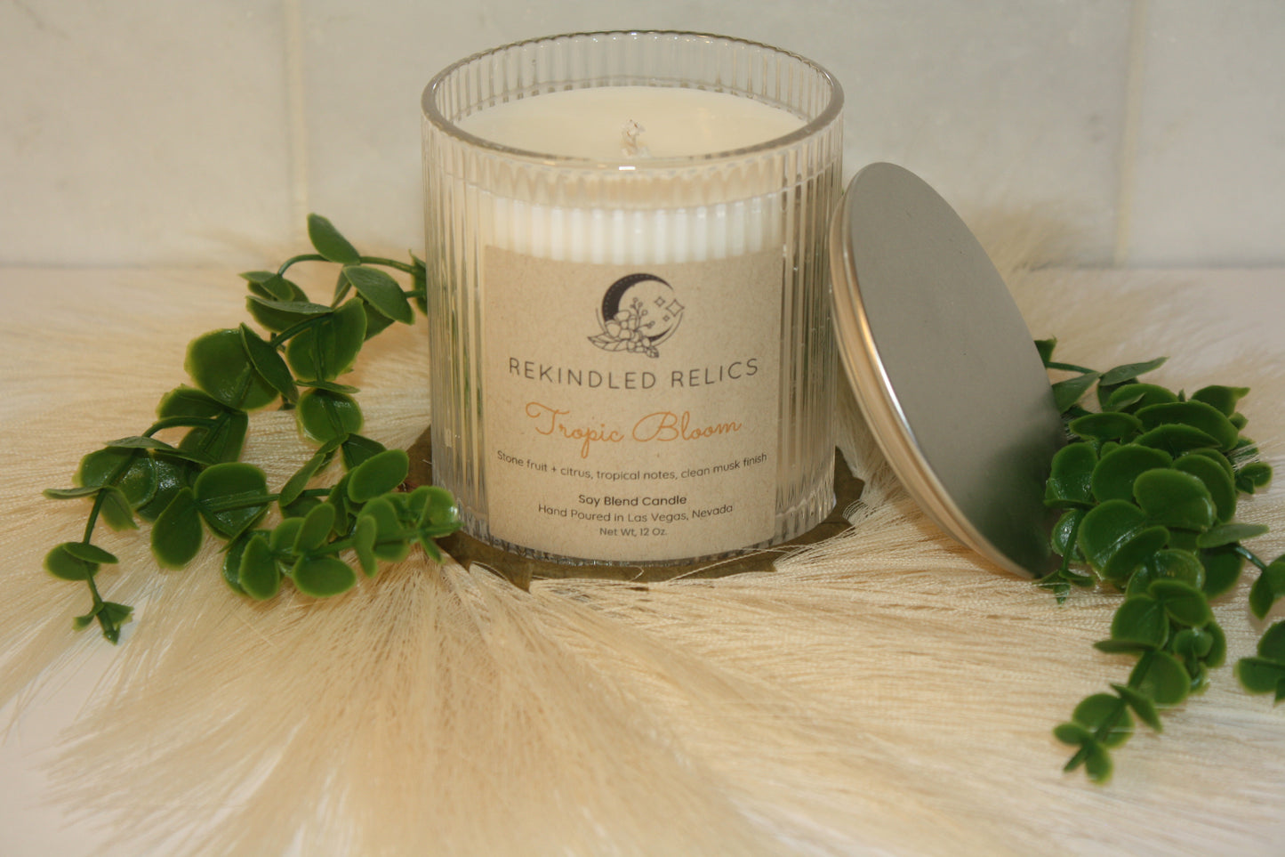 Tropic Bloom | 12 oz Signature Ribbed Relic | Clear Glass