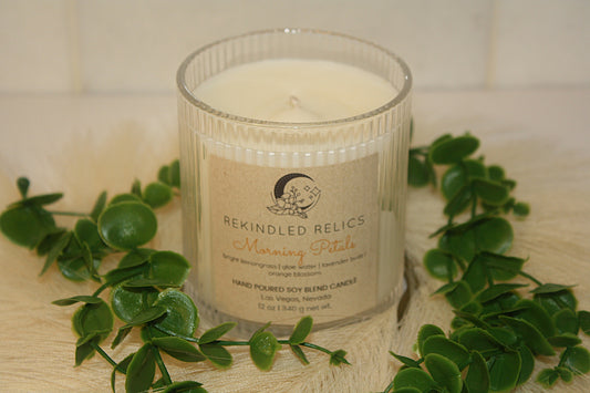 Morning Petals | 12 oz Signature Ribbed Relic | Clear Glass