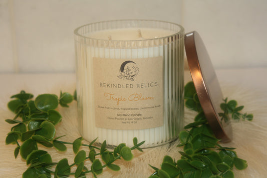 Tropic Bloom | 20 oz Signature Ribbed Relic | Clear Glass