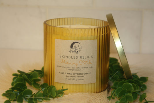 Morning Petals | 20 oz Signature Ribbed Relic | Yellow Glass